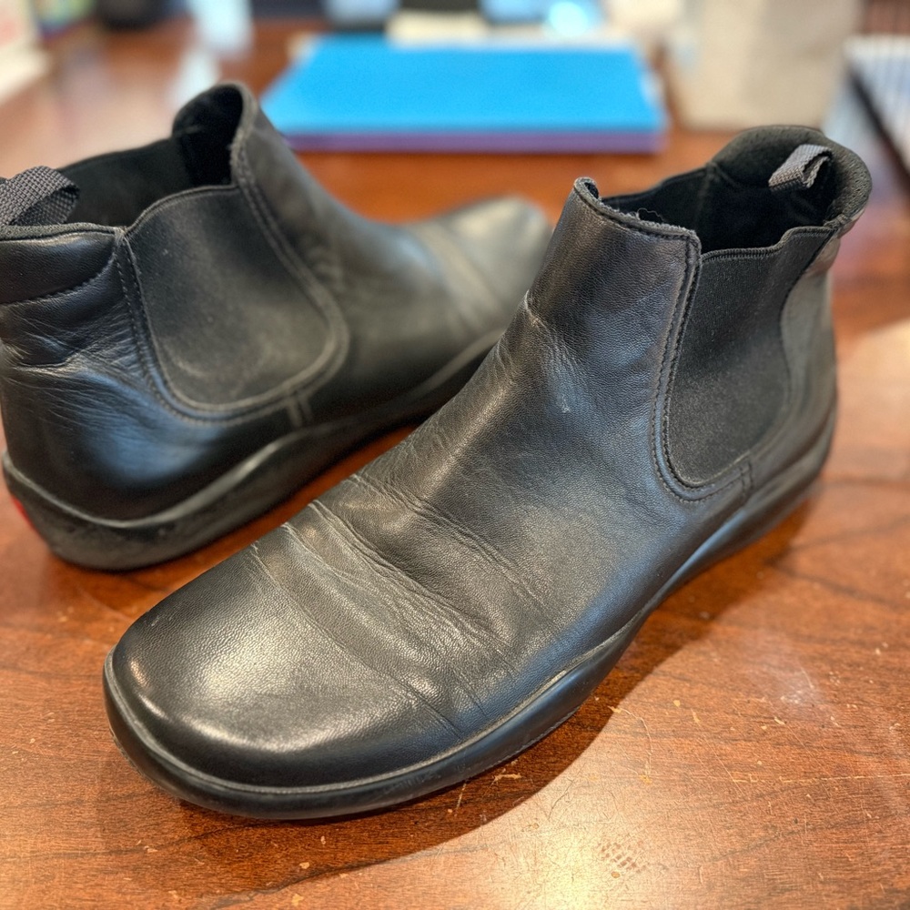 Prada Black Leather Chelsea Boots